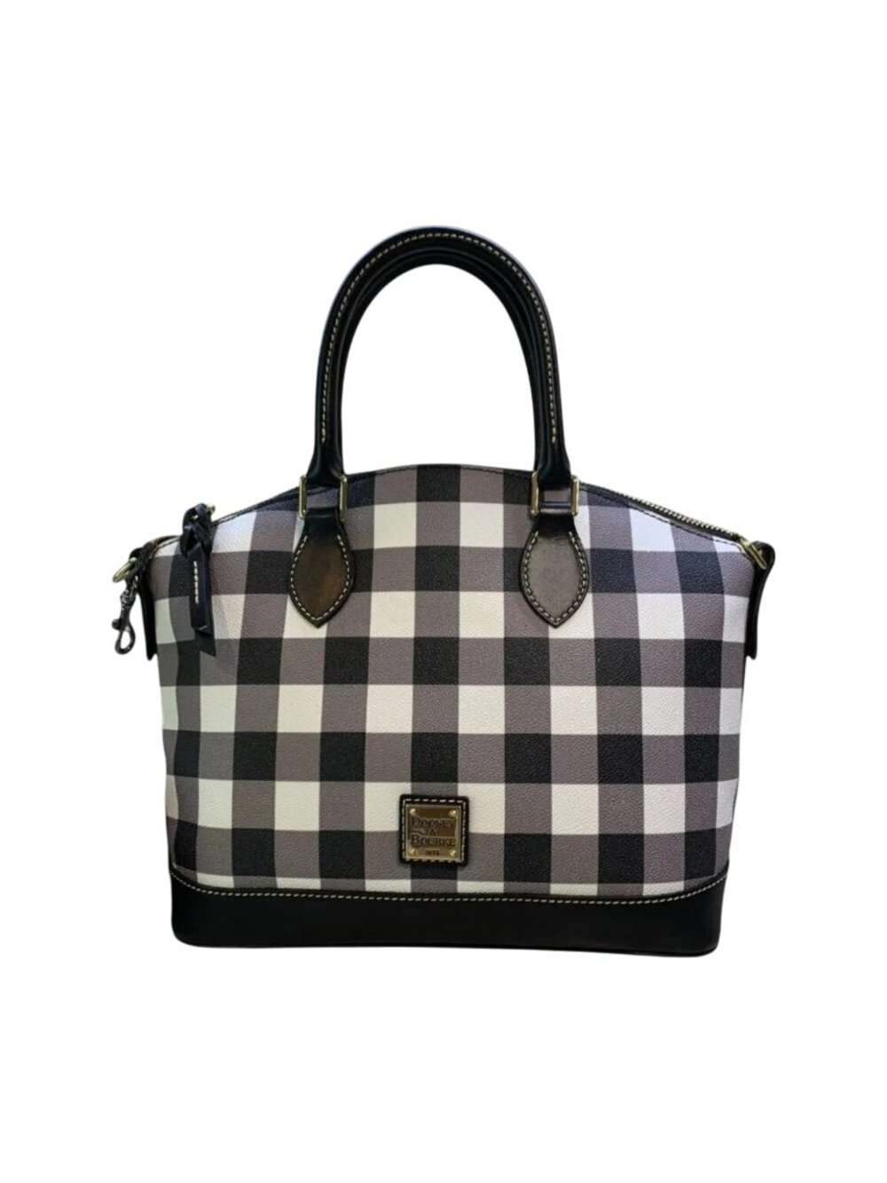 Dooney & Bourke Black & White Check Darcy Satchel NWT